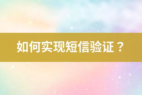 如何實(shí)現(xiàn)短信驗(yàn)證？