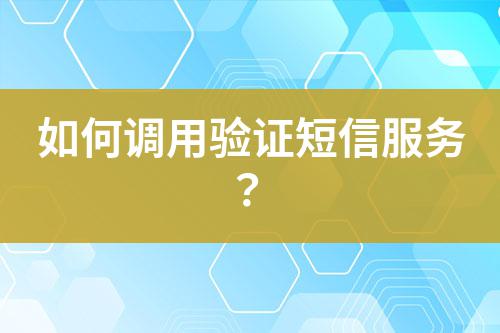 如何調(diào)用驗(yàn)證短信服務(wù)？