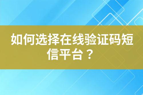 如何選擇在線驗(yàn)證碼短信平臺(tái)？