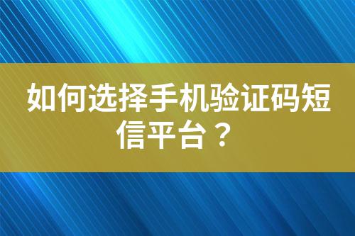 如何選擇手機(jī)驗證碼短信平臺？