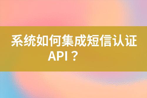 系統(tǒng)如何集成短信認證API？