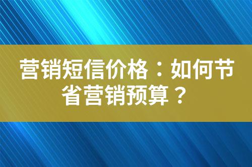 營銷短信價格：如何節省營銷預算？